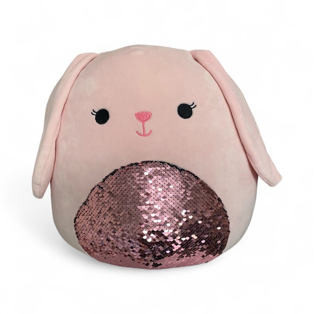Squishmallows Bop the Bunny Pink Reversible Sequin Belly Plush 14 inches